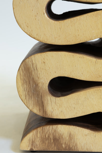 無垢材（アカシア） ウェーブサイドテーブル / スツール ｜ No.050